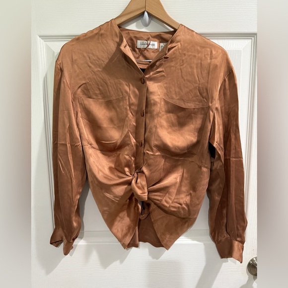 Dana Buchman Copper 100% Silk Top Fabric buttons - Picture 4 of 7